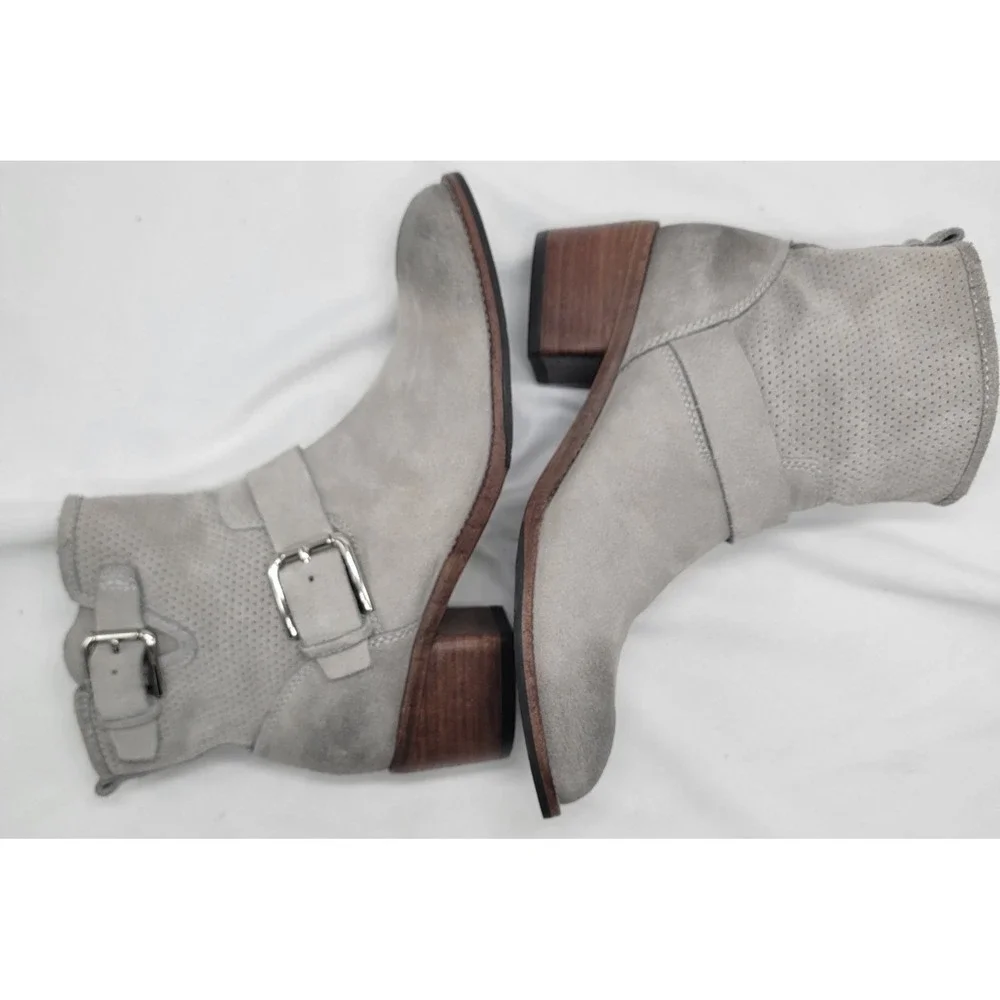Donald J. Pliner Gray Suede Leather Buckle Ankle Boots Western Women Size 7.5 M - Picture 6 of 14